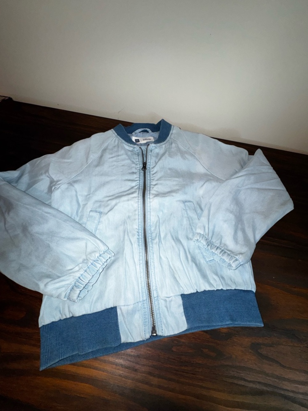 GAP Kids Chambray Blue Minnie Mouse Bomber Jacket size M (8-9)